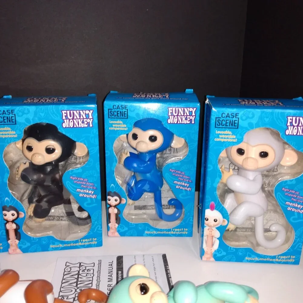 Lot Of 6 Funny Monkey Toys + Sloth (Bootleg Fingerlings) W/ Boxes - Picture 5 of 9
